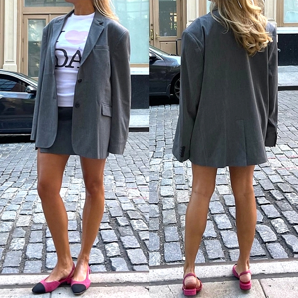 Djerf Avenue Forever Single-Breasted Blazer City Classic Formal Neutral - Picture 7 of 16